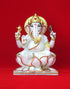 Marble Ganesh Murti Sitting on Lotus 10"